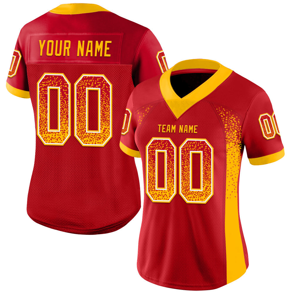 Custom Red Gold-White Drift Fashion Football Jersey view 2