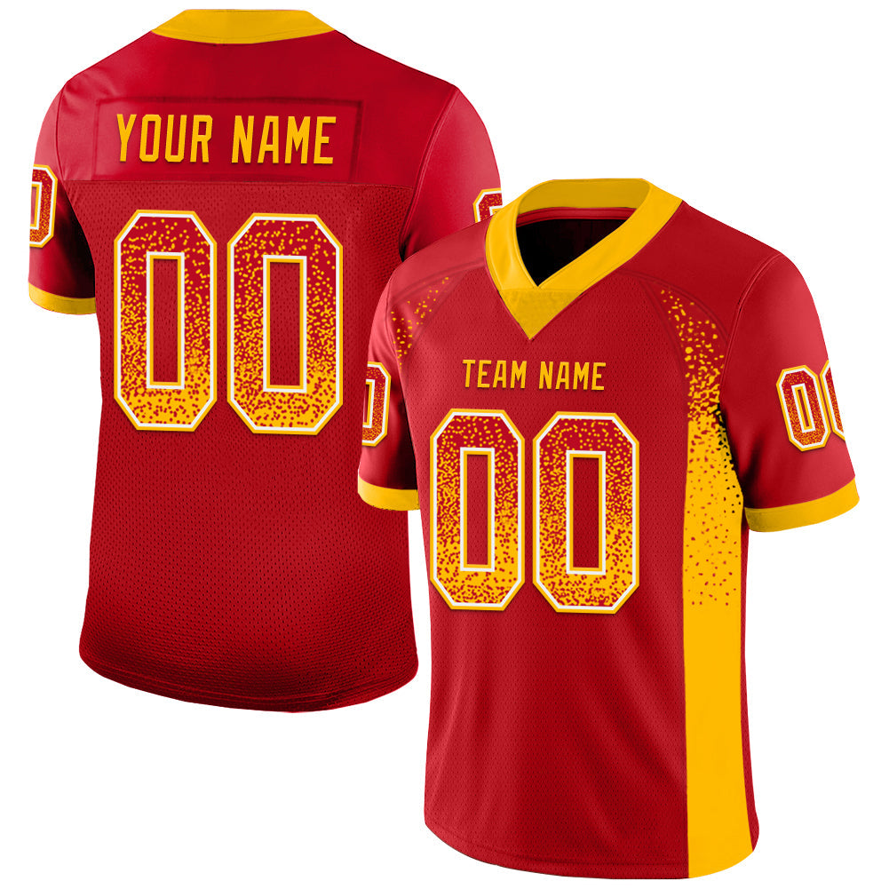 Custom Red Gold-White Drift Fashion Football Jersey - Main View