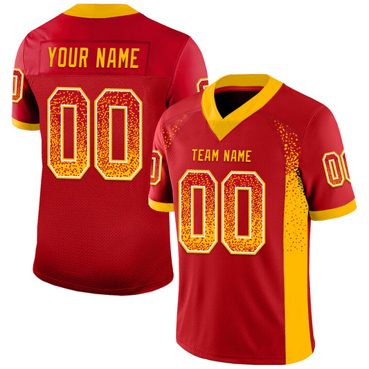 Custom Red Gold-White Drift Fashion Football Jersey - Main View