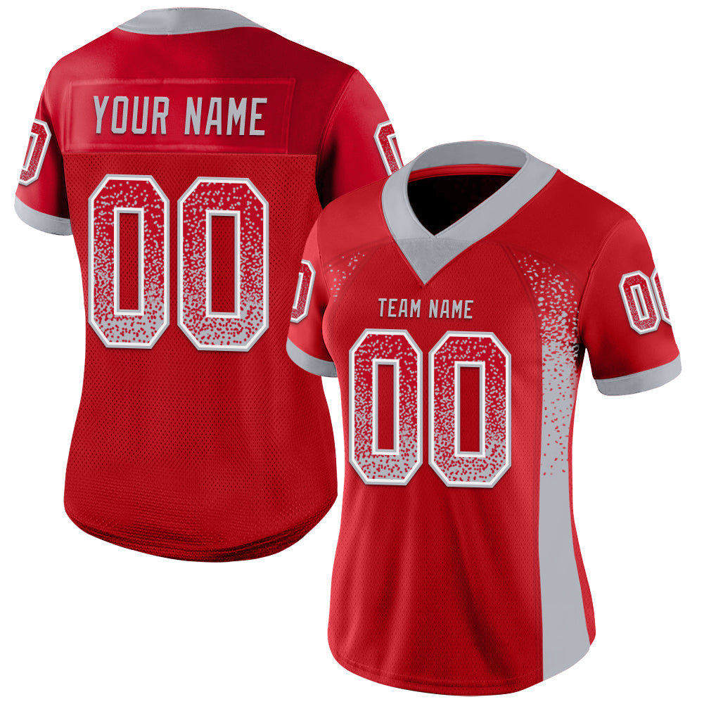Custom Red Gray-White Drift Fashion Football Jersey view 2