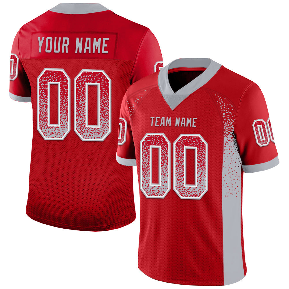 Custom Red Gray-White Drift Fashion Football Jersey - Main View
