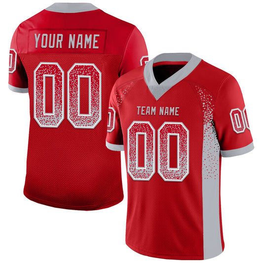 Custom Red Gray-White Drift Fashion Football Jersey - Main View