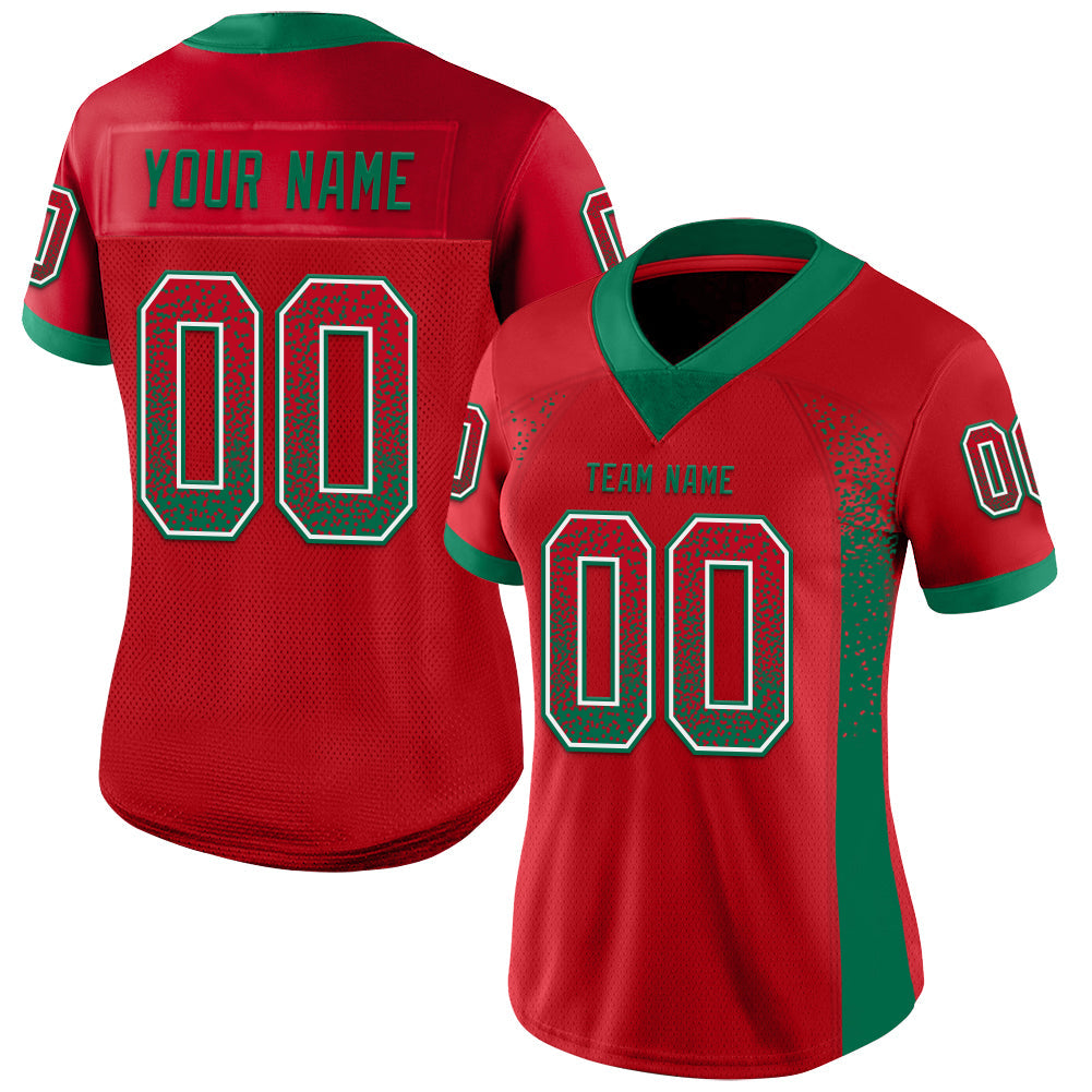 Custom Red Kelly Green-White Drift Fashion Football Jersey view 2