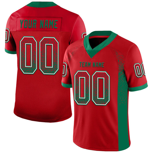 Custom Red Kelly Green-White Drift Fashion Football Jersey - Main View