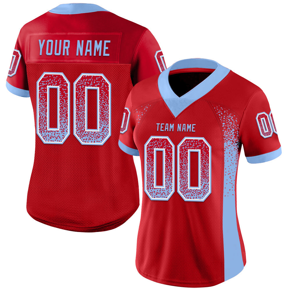 Custom Red Light Blue-White Drift Fashion Football Jersey view 2