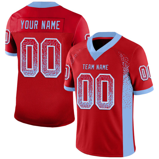 Custom Red Light Blue-White Drift Fashion Football Jersey - Main View