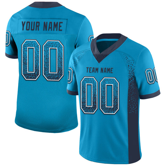 Custom Panther Blue Navy-White Drift Fashion Football Jersey - Main View
