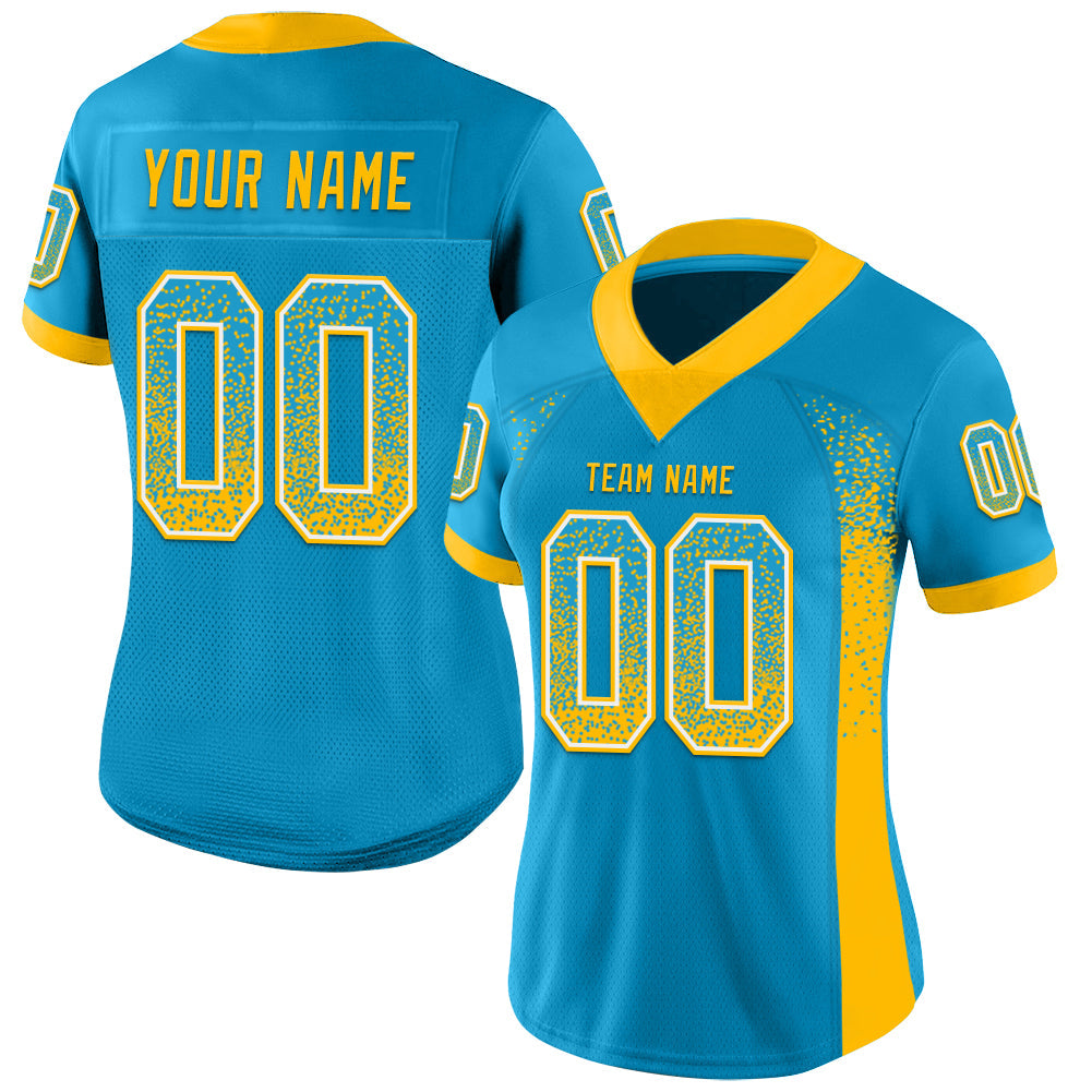 Custom Panther Blue Gold-White Drift Fashion Football Jersey view 2