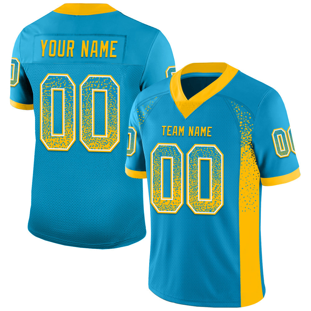 Custom Panther Blue Gold-White Drift Fashion Football Jersey - Main View