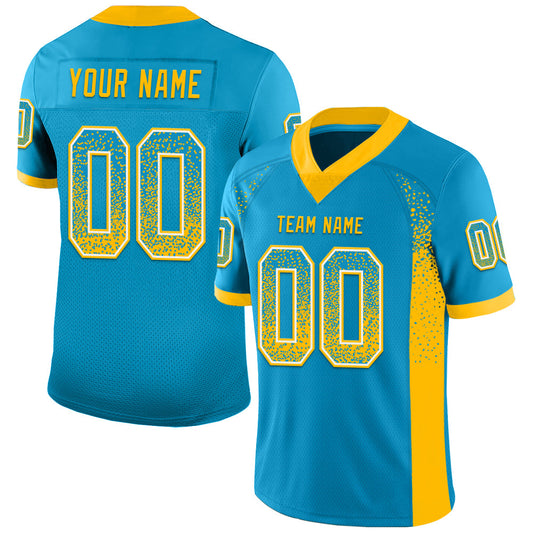 Custom Panther Blue Gold-White Drift Fashion Football Jersey - Main View
