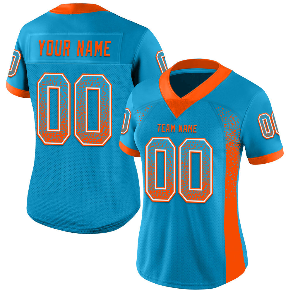 Custom Panther Blue Orange-White Drift Fashion Football Jersey view 2