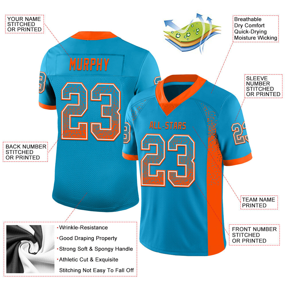 Custom Panther Blue Orange-White Drift Fashion Football Jersey view 3