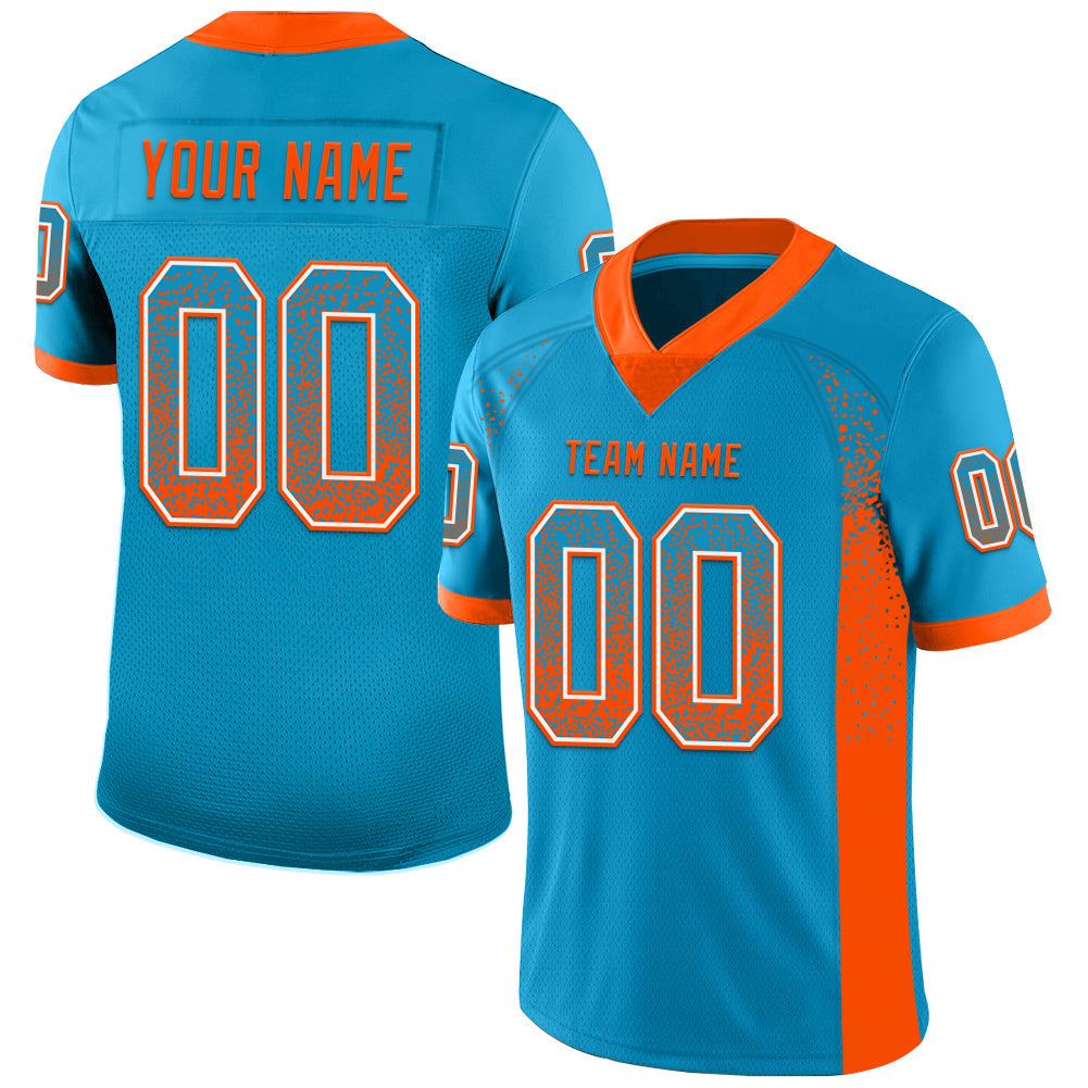 Custom Panther Blue Orange-White Drift Fashion Football Jersey - Main View