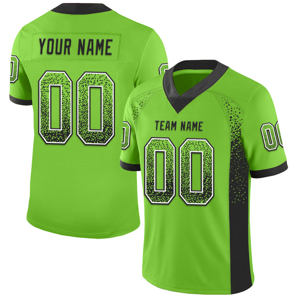 Custom Neon Green Black-White Drift Fashion Football Jersey - Main View