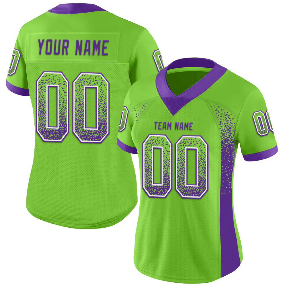 Custom Neon Green Purple-White Drift Fashion Football Jersey view 2