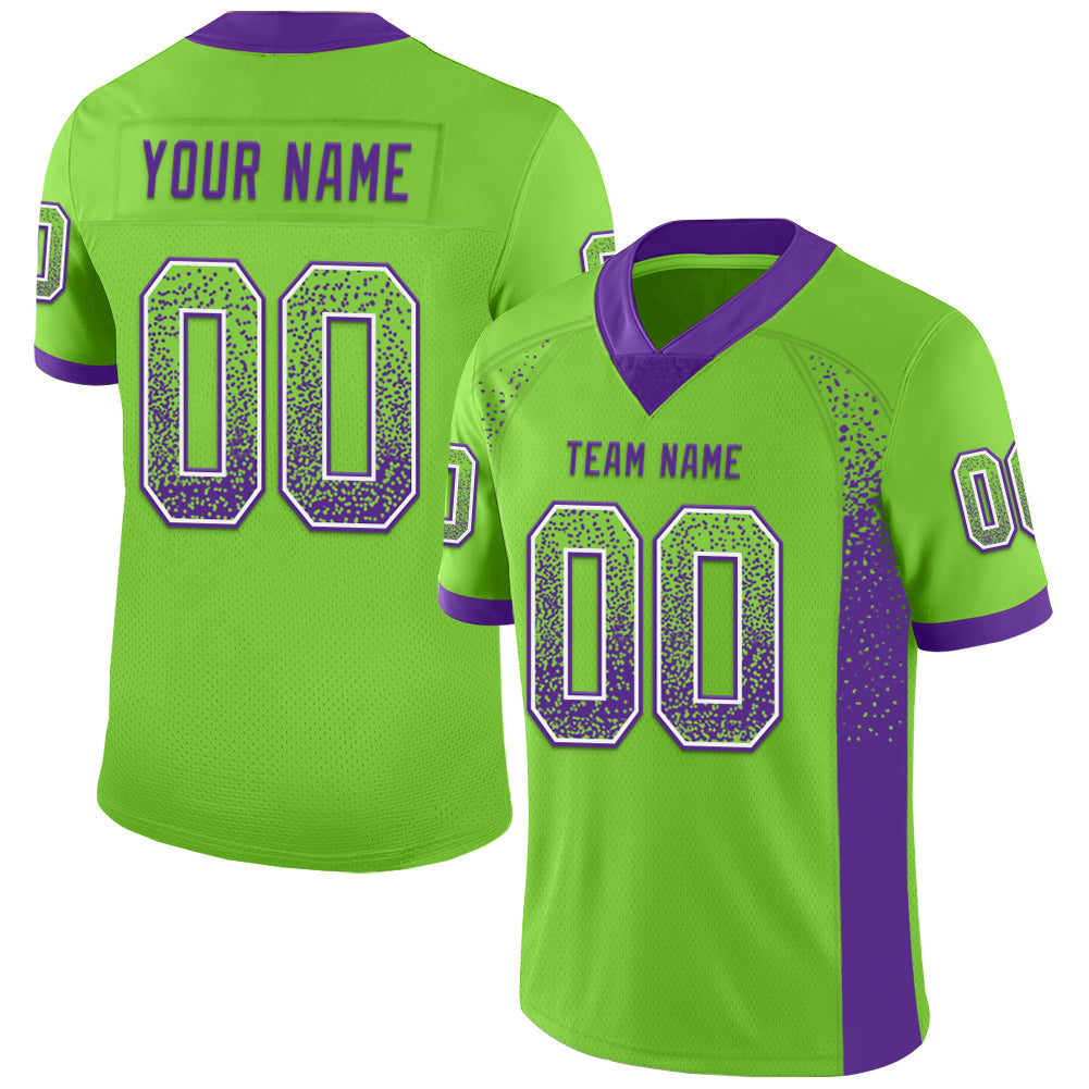 Custom Neon Green Purple-White Drift Fashion Football Jersey - Main View