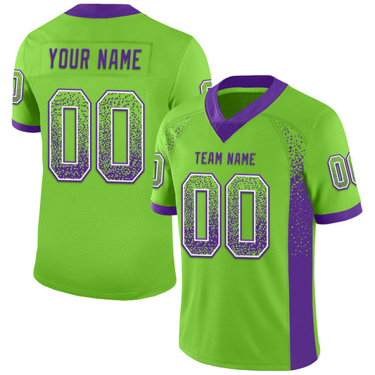 Custom Neon Green Purple-White Drift Fashion Football Jersey - Main View