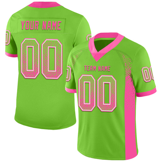 Custom Neon Green Pink-White Drift Fashion Football Jersey - Main View
