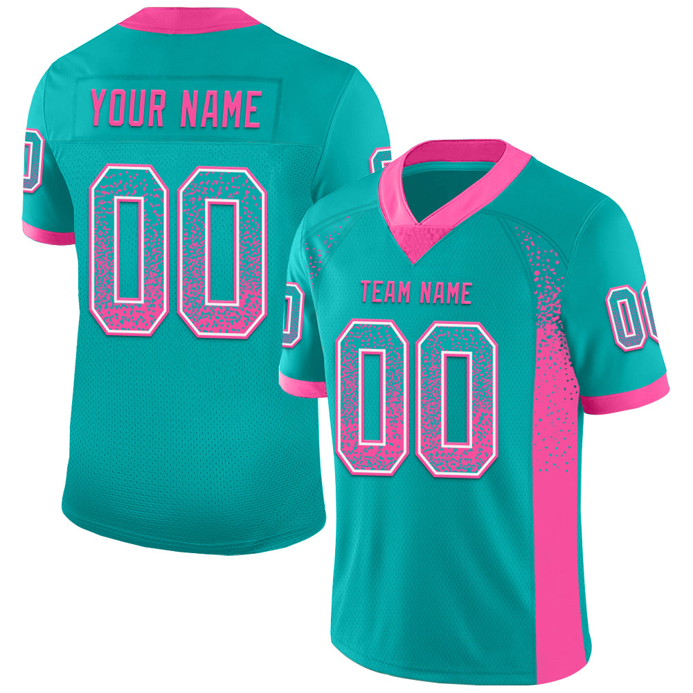 Custom Aqua Pink-White Drift Fashion Football Jersey - Main View