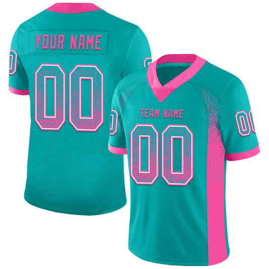 Custom Aqua Pink-White Drift Fashion Football Jersey - Main View