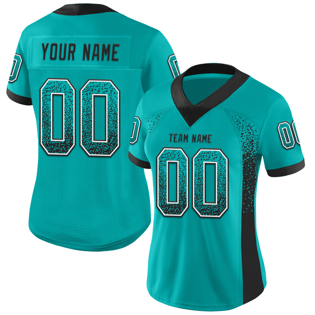 Custom Aqua Black-White Drift Fashion Football Jersey view 2