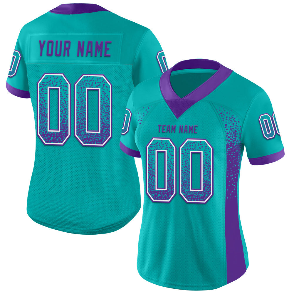 Custom Aqua Purple-White Drift Fashion Football Jersey view 2