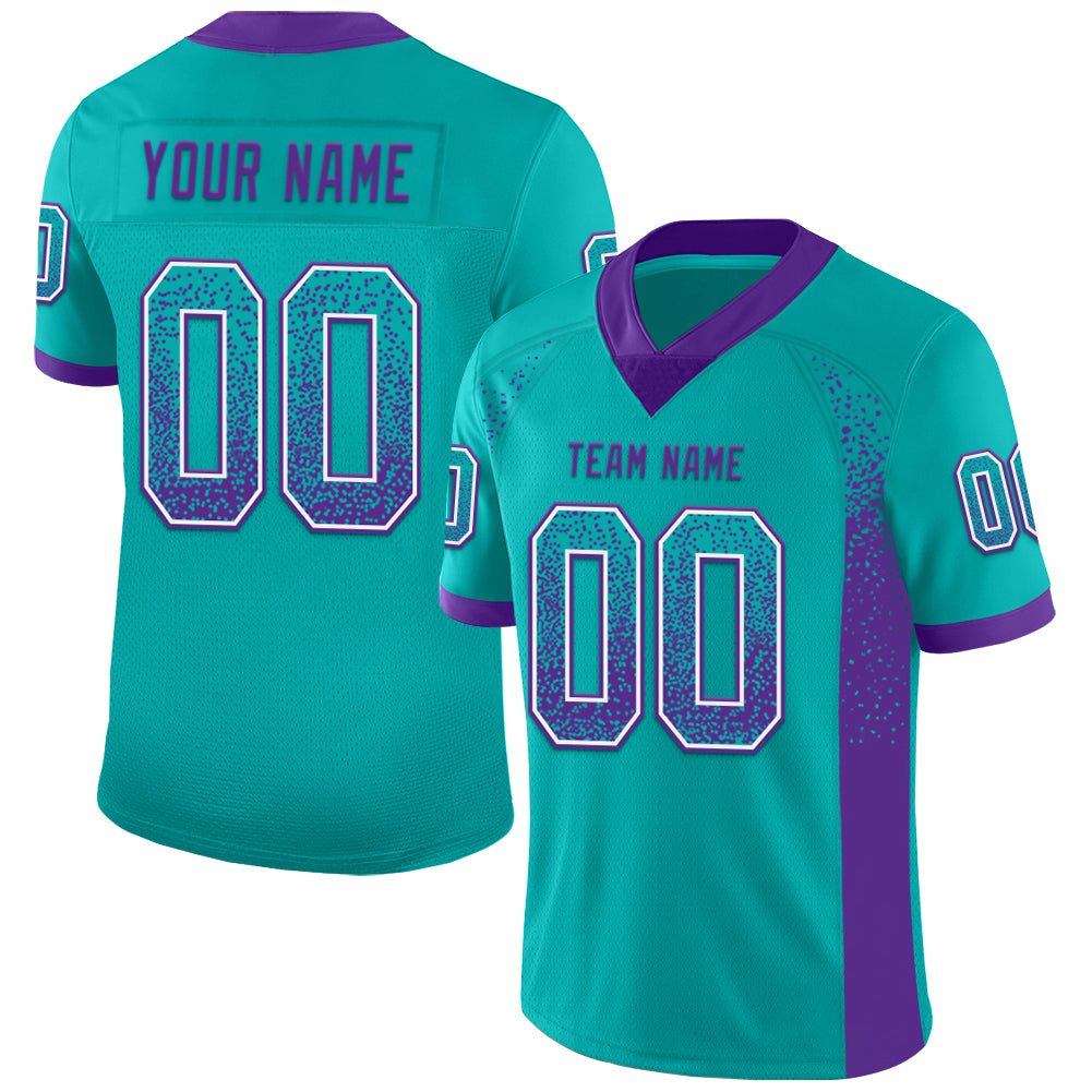 Custom Aqua Purple-White Drift Fashion Football Jersey - Main View