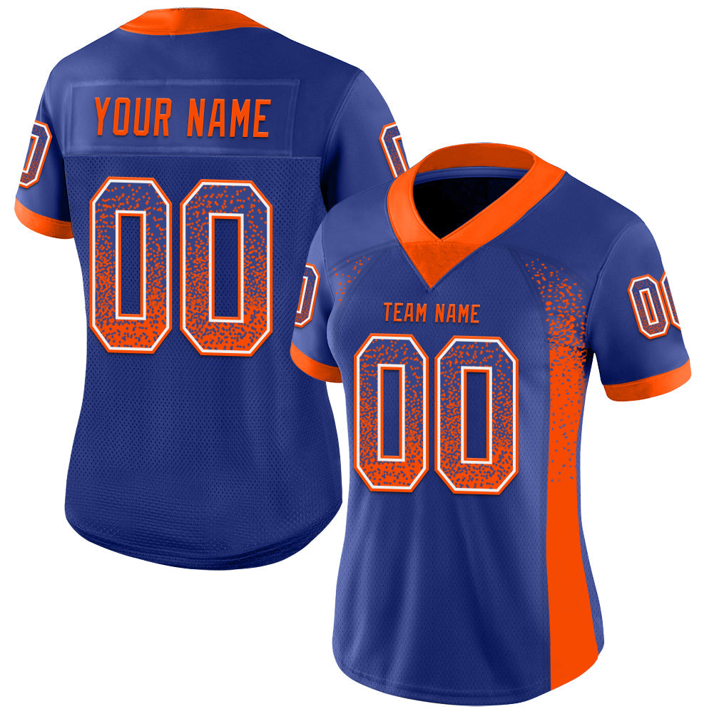 Custom Royal Orange-White Drift Fashion Football Jersey view 2