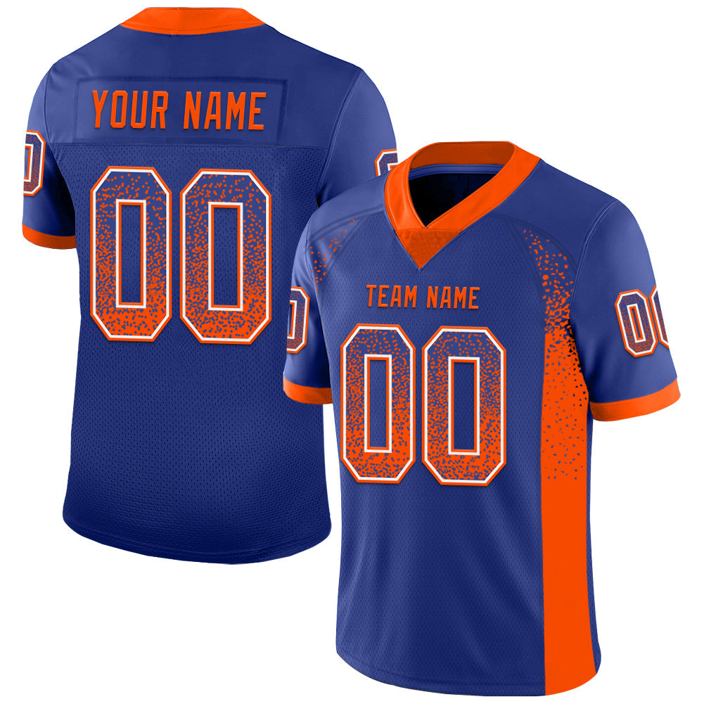 Custom Royal Orange-White Drift Fashion Football Jersey - Main View