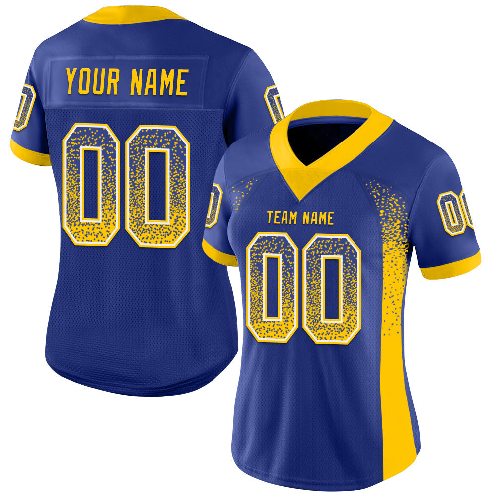 Custom Royal Yellow-White Drift Fashion Football Jersey view 2