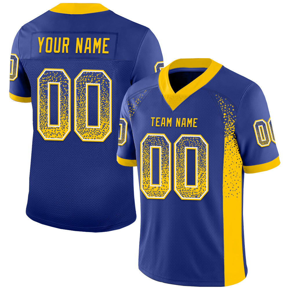 Custom Royal Yellow-White Drift Fashion Football Jersey - Main View
