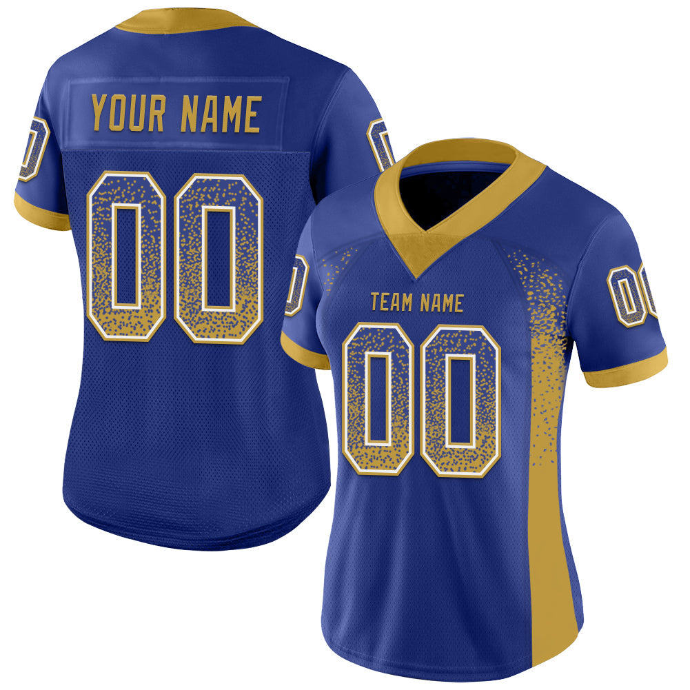 Custom Royal Old Gold-White Drift Fashion Football Jersey view 2
