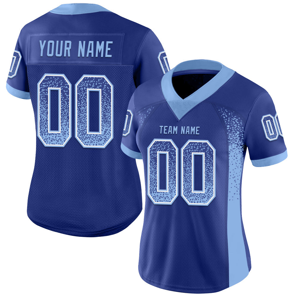 Custom Royal Light Blue-White Drift Fashion Football Jersey view 2