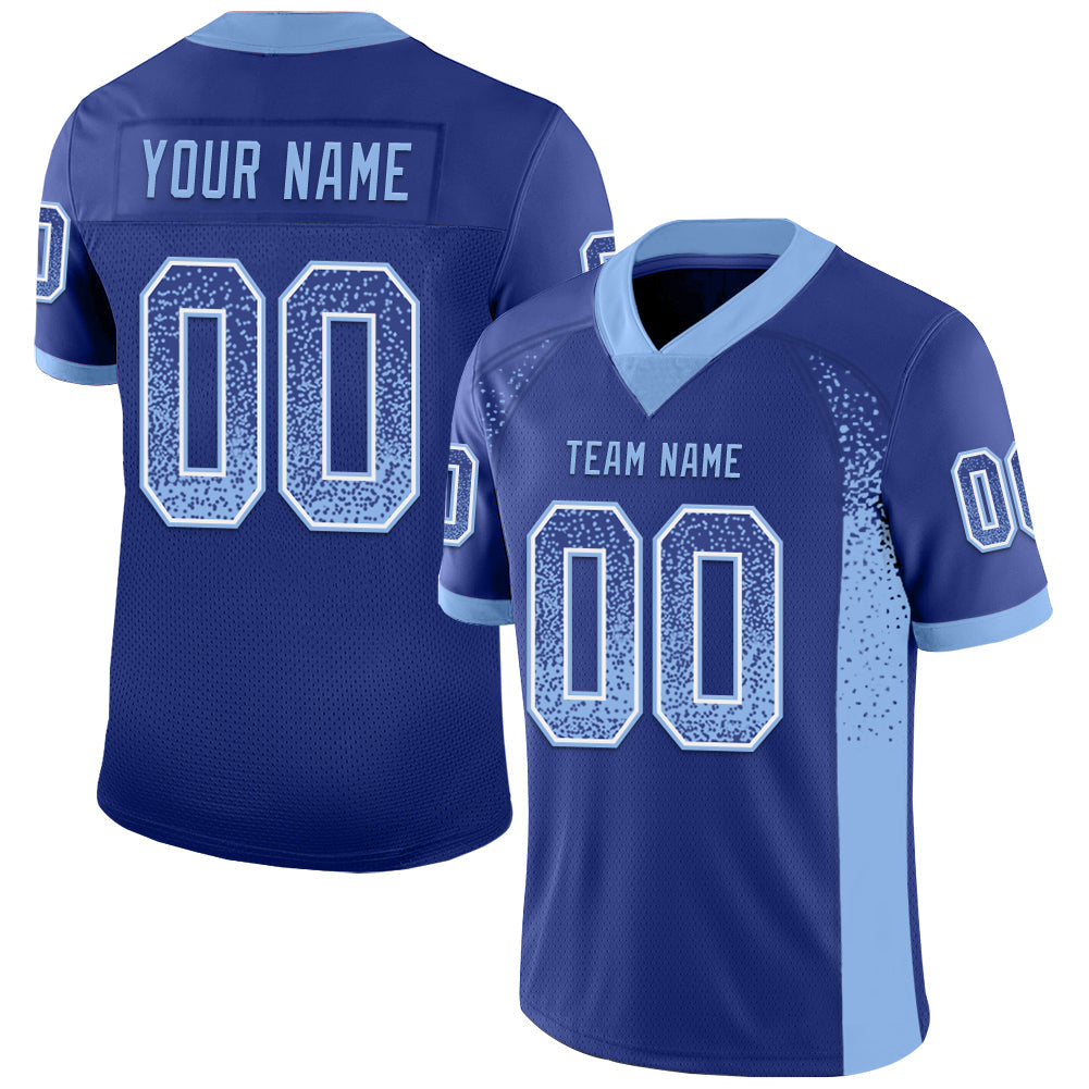 Custom Royal Light Blue-White Drift Fashion Football Jersey - Main View
