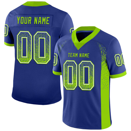 Custom Royal Neon Green-White Drift Fashion Football Jersey - Main View