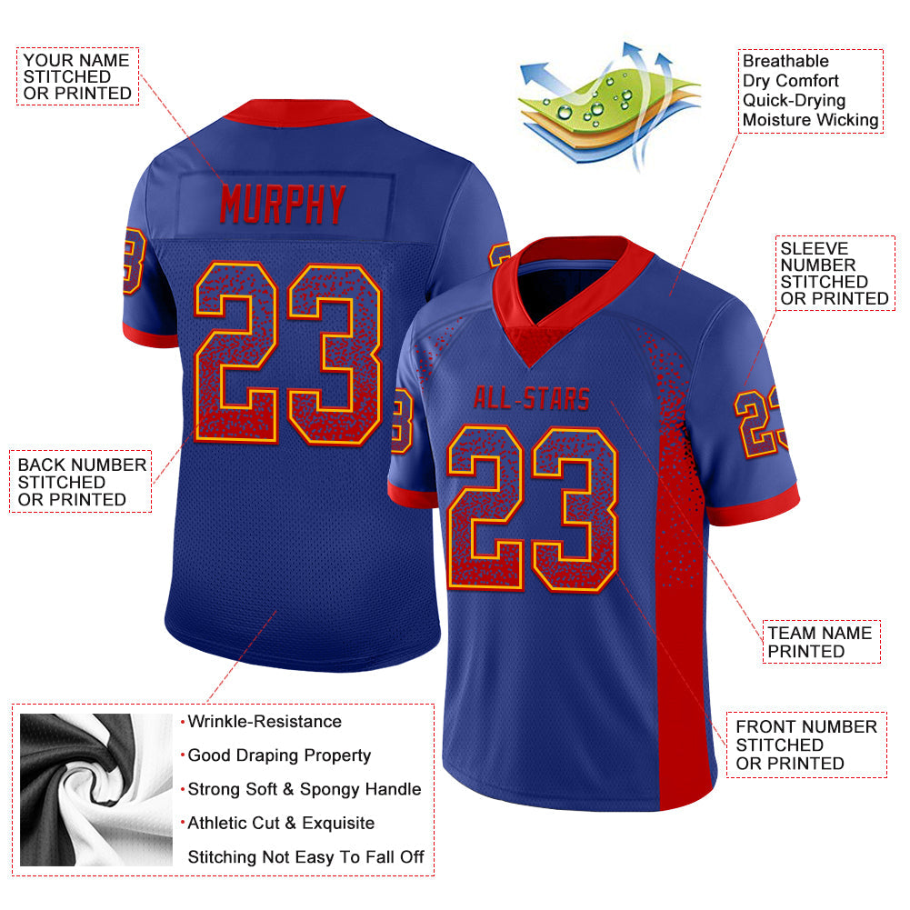 Custom Royal Red-Gold Drift Fashion Football Jersey view 3