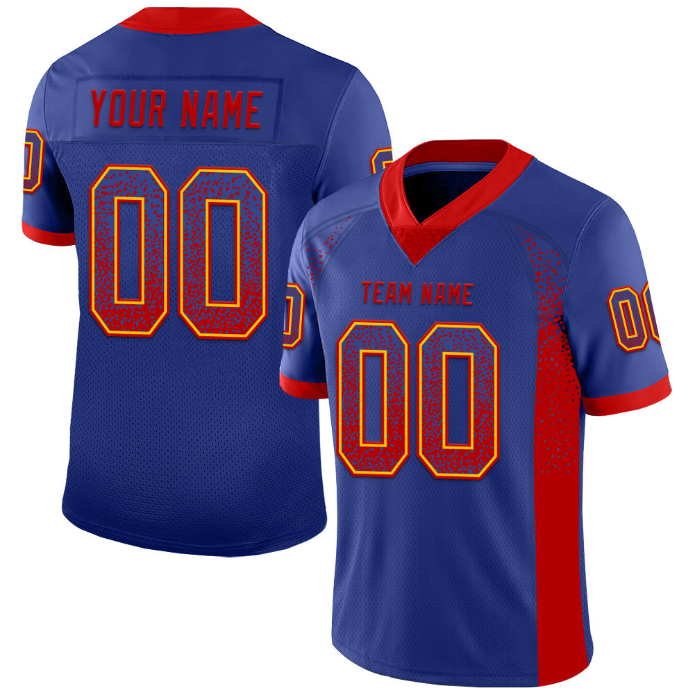 Custom Royal Red-Gold Drift Fashion Football Jersey - Main View