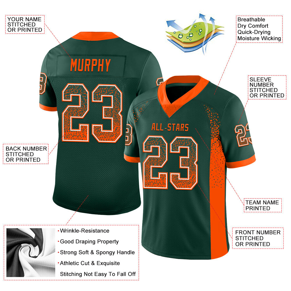 Custom Green Orange-White Drift Fashion Football Jersey view 3