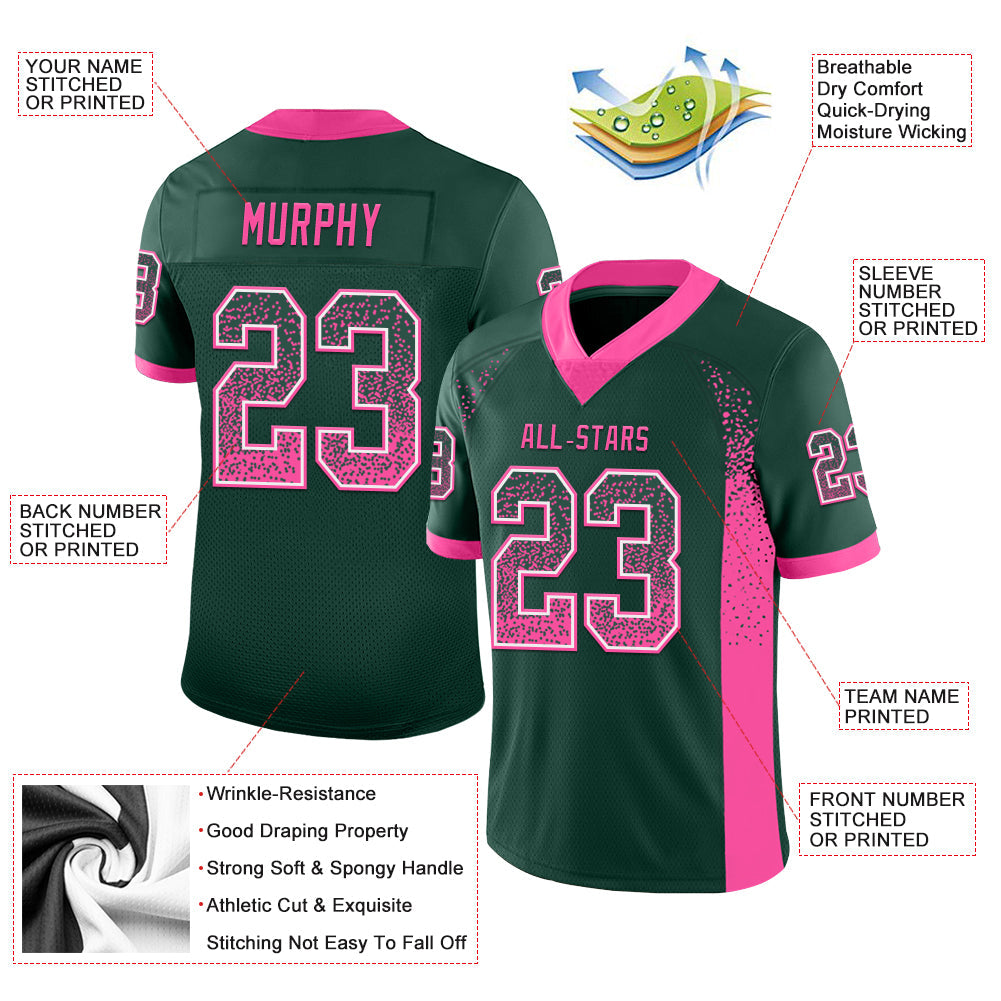 Custom Green Pink-White Drift Fashion Football Jersey view 3