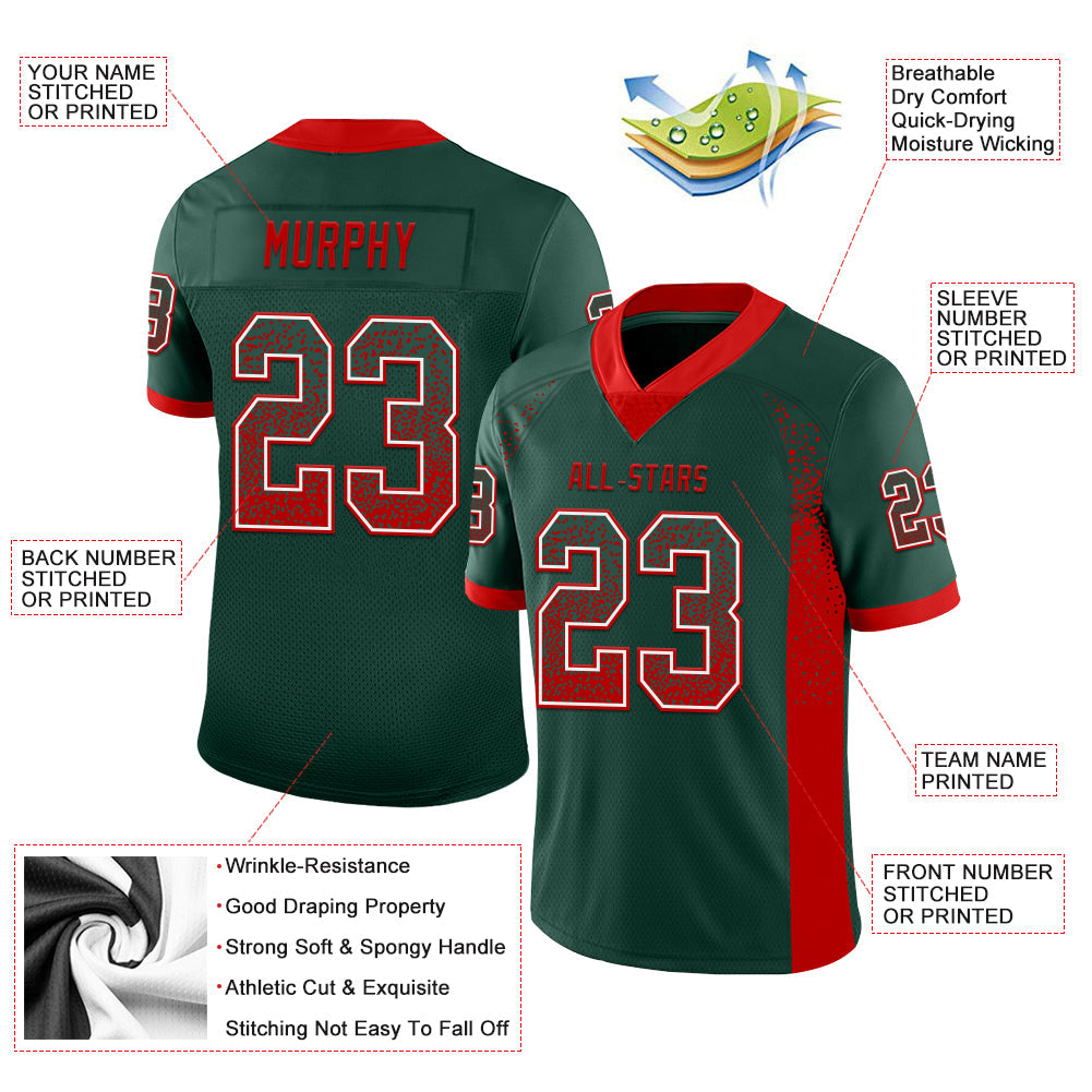 Custom Green Red-White Drift Fashion Football Jersey view 3