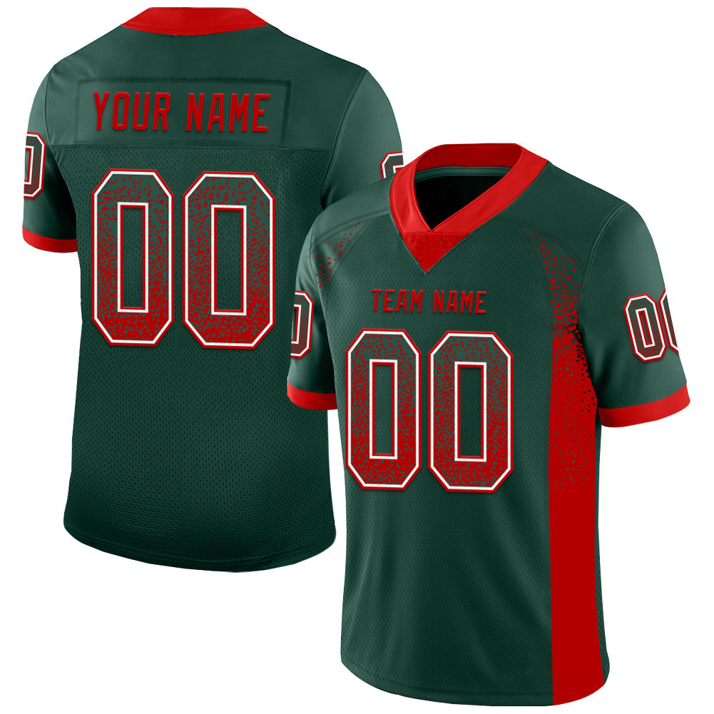 Custom Green Red-White Drift Fashion Football Jersey - Main View