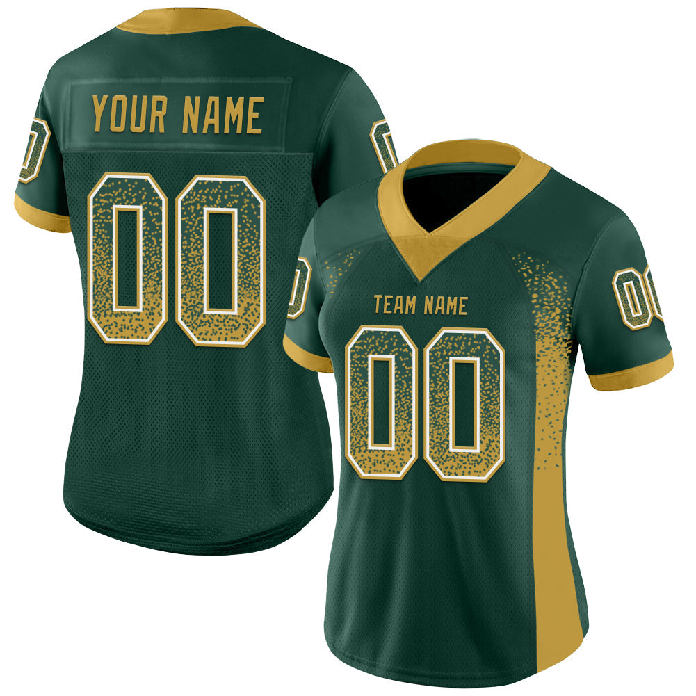 Custom Green Old Gold-White Drift Fashion Football Jersey view 2