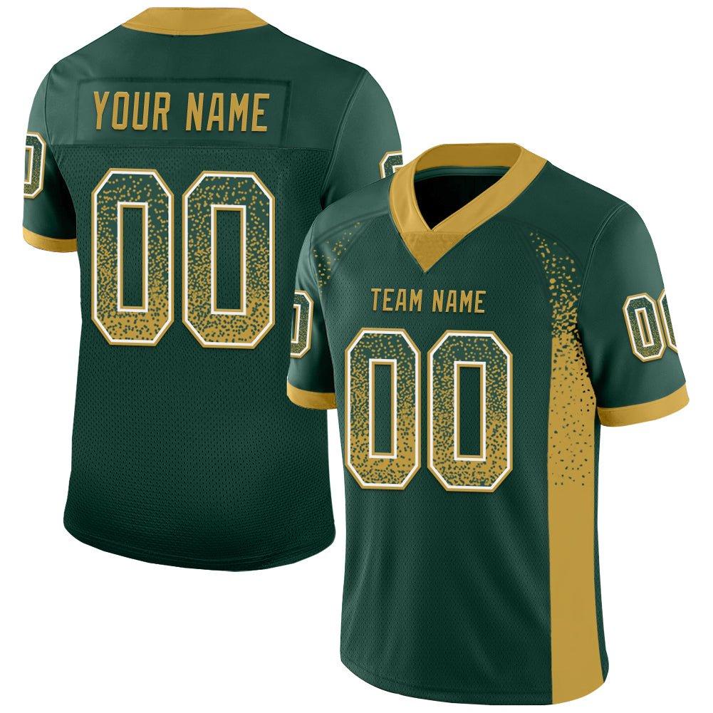 Custom Green Old Gold-White Drift Fashion Football Jersey - Main View