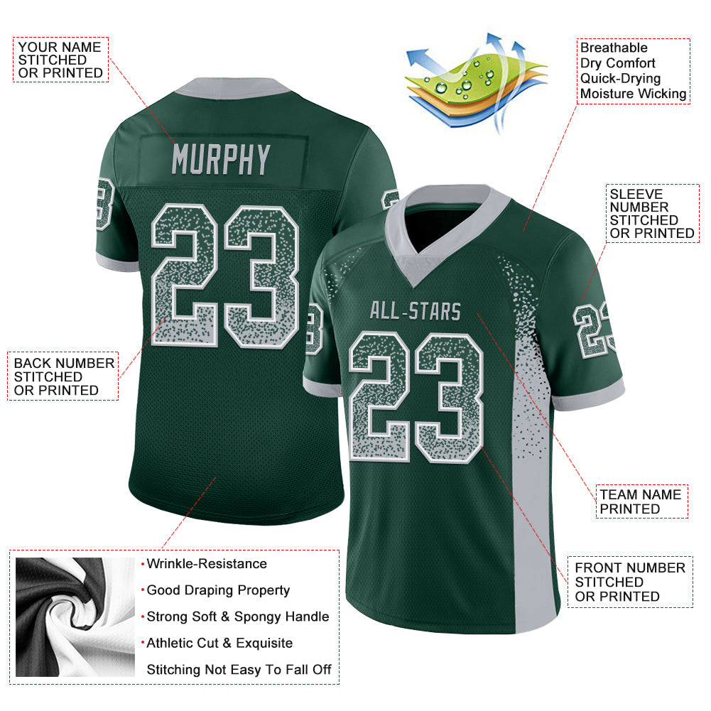 Custom Green Gray-White Drift Fashion Football Jersey view 3