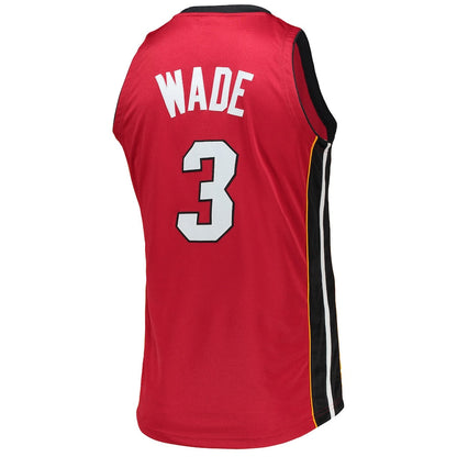 M.Heat #3 Dwyane Wade Mitchell & Ness 2005-06 Hardwood Classics Authentic Jersey Red Stitched American Basketball Jersey - Main View