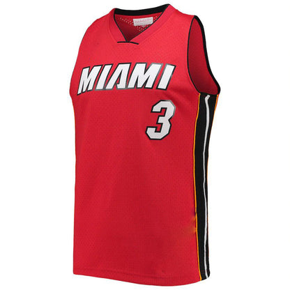 M.Heat #3 Dwyane Wade Mitchell & Ness Big & Tall Hardwood Classics 2005-06 Swingman Jersey Red Stitched American Basketball Jersey - Main View