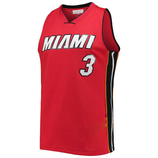 M.Heat #3 Dwyane Wade Mitchell & Ness Big & Tall Hardwood Classics 2005-06 Swingman Jersey Red Stitched American Basketball Jersey - Main View