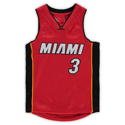 M.Heat #3 Dwyane Wade Mitchell & Ness Preschool 2005-06 Hardwood Classics Player Jersey  Red Stitched American Basketball Jersey - Main View