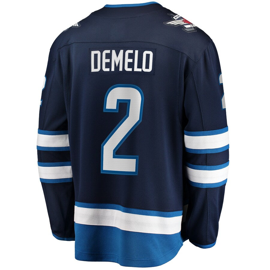 W.Jets #2 Dylan DeMelo Fanatics Branded Breakaway Player Jersey Navy Stitched American Hockey Jerseys - Main View