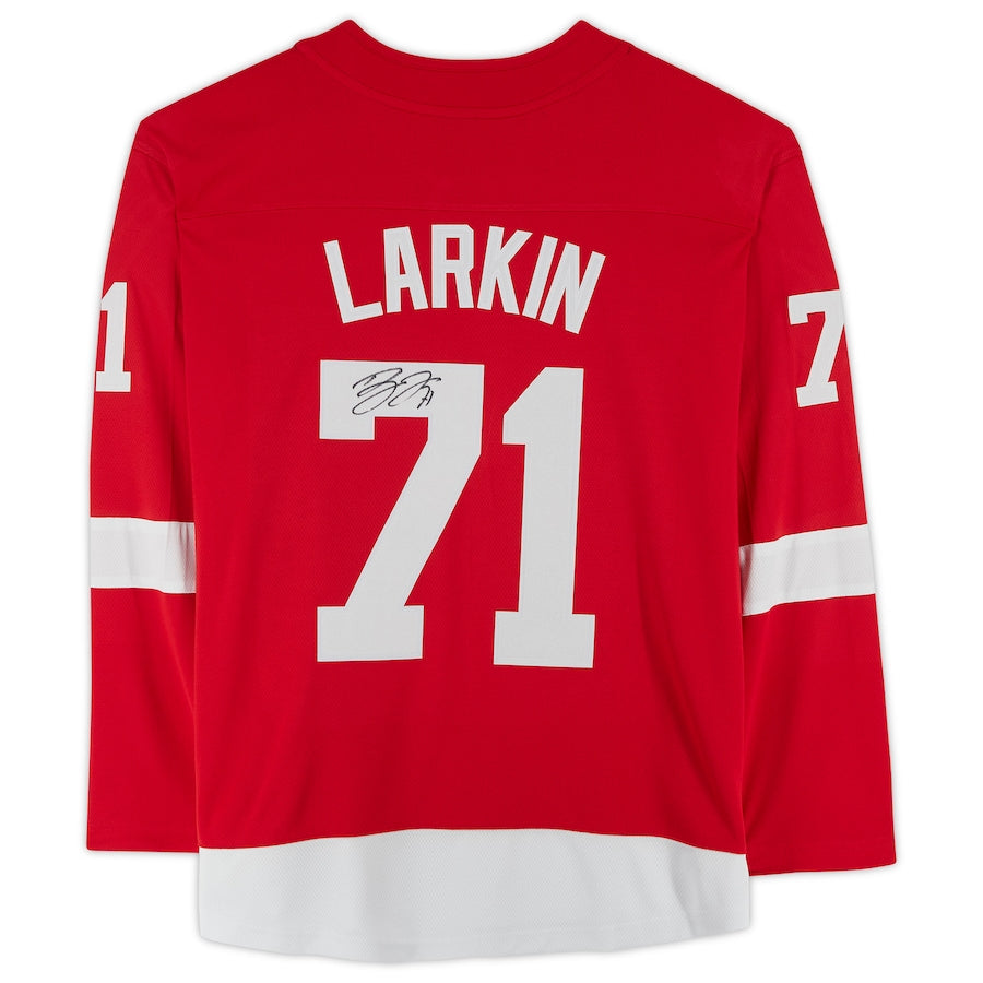 D.Red Wings #71 Dylan Larkin Fanatics Authentic Autographed Fanatics Breakaway Jersey Red Stitched American Hockey Jerseys - Main View